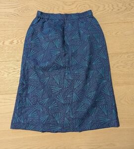 Vintage Blue Abstract Pleat Skirt